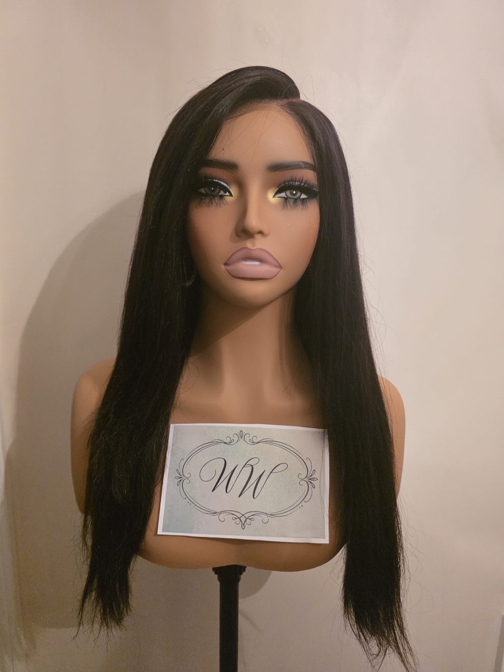 Natural Black Light Yaki Straight Long Human Hair Lace Wig - Quality Brand
